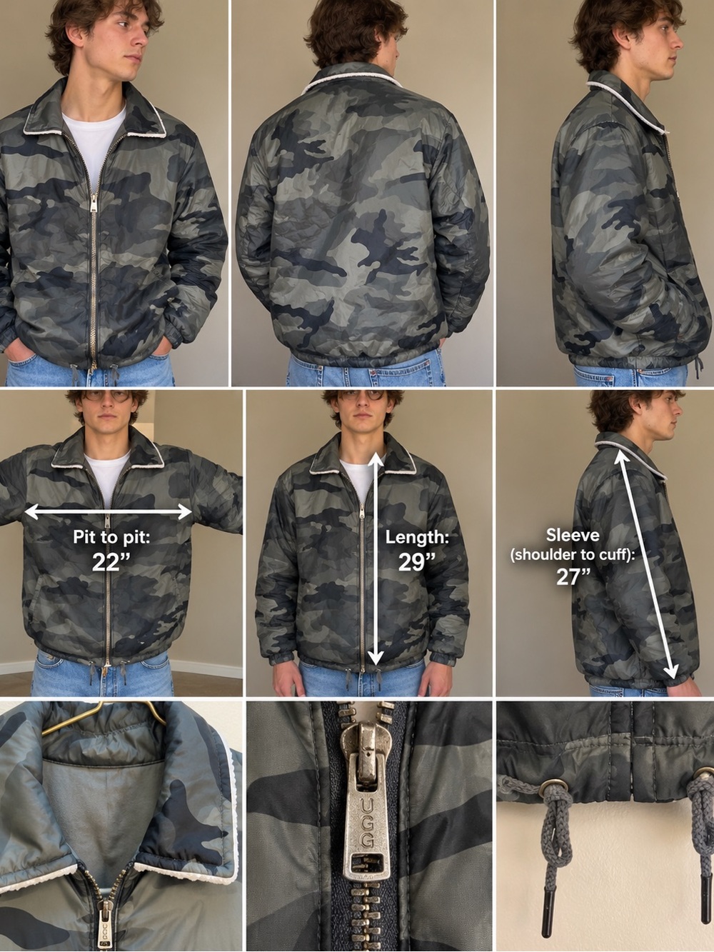 UGG Mace Men’s M Reversible Camo Sherpa Jacket Green